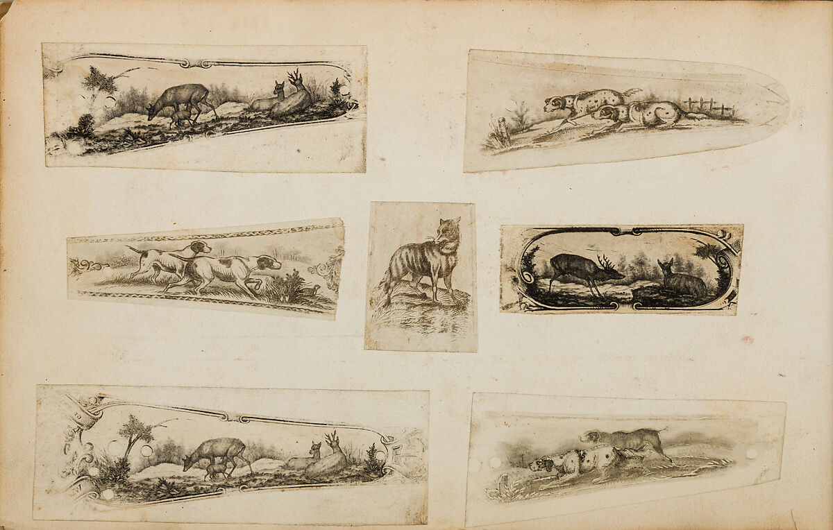 Album of Firearms Ornament Containing Approximately Five Hundred and Forty Inked Impressions of Engraved Firearms Locks and Mounts, and Forty-Two Original Pen and Ink Designs on Forty Double-Sided Leaves, Ink on paper, Belgian and French