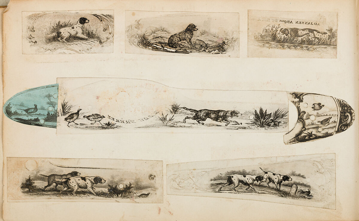 Album of Firearms Ornament Containing Approximately Five Hundred and Forty Inked Impressions of Engraved Firearms Locks and Mounts, and Forty-Two Original Pen and Ink Designs on Forty Double-Sided Leaves, Ink on paper, Belgian and French