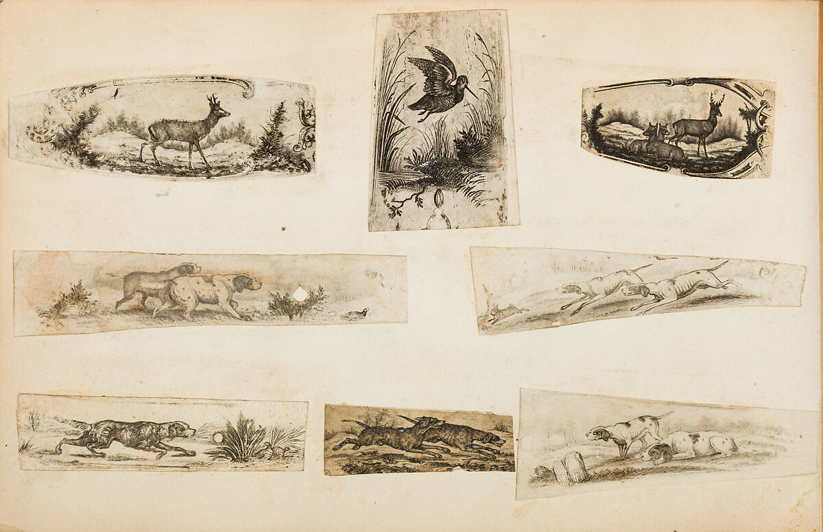 Album of Firearms Ornament Containing Approximately Five Hundred and Forty Inked Impressions of Engraved Firearms Locks and Mounts, and Forty-Two Original Pen and Ink Designs on Forty Double-Sided Leaves, Ink on paper, Belgian and French