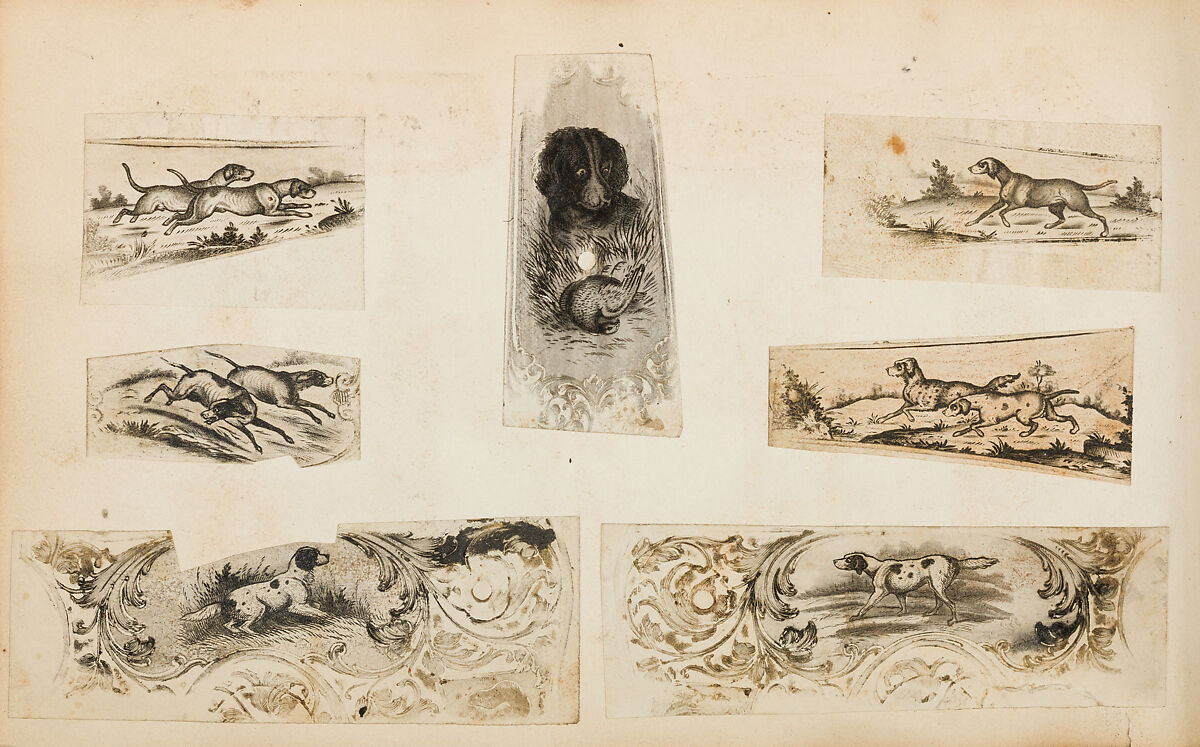 Album of Firearms Ornament Containing Approximately Five Hundred and Forty Inked Impressions of Engraved Firearms Locks and Mounts, and Forty-Two Original Pen and Ink Designs on Forty Double-Sided Leaves, Ink on paper, Belgian and French