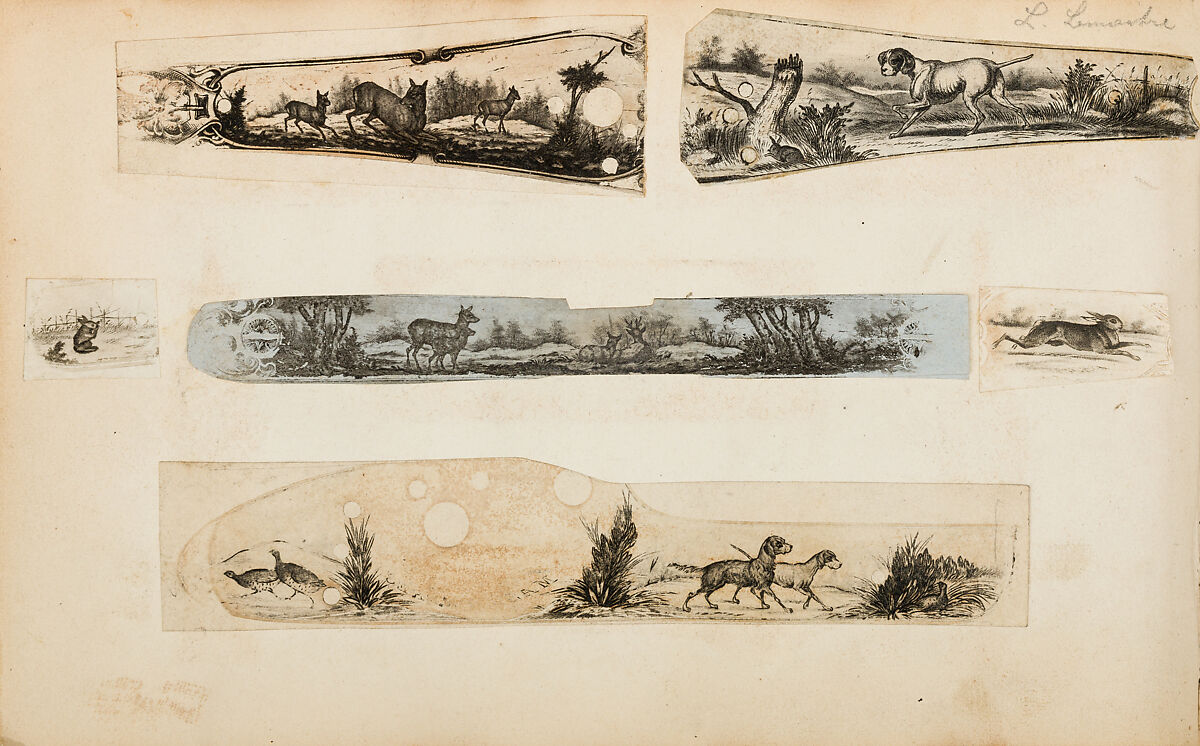 Album of Firearms Ornament Containing Approximately Five Hundred and Forty Inked Impressions of Engraved Firearms Locks and Mounts, and Forty-Two Original Pen and Ink Designs on Forty Double-Sided Leaves, Ink on paper, Belgian and French