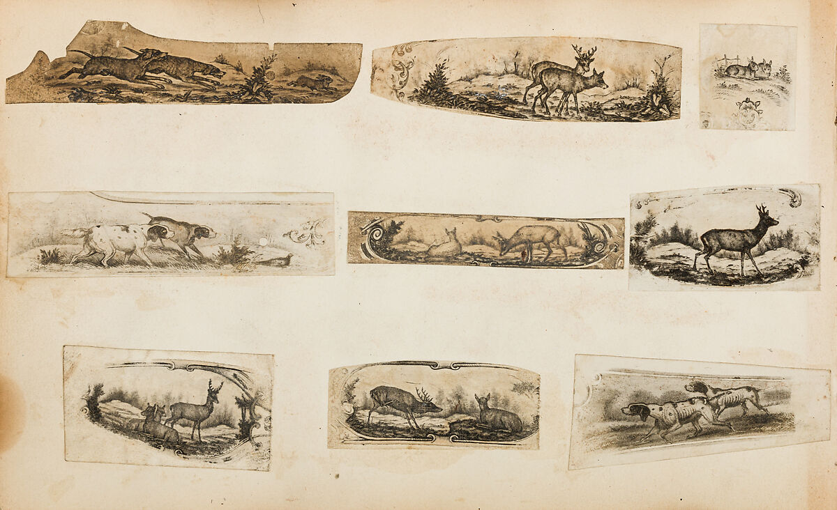 Album of Firearms Ornament Containing Approximately Five Hundred and Forty Inked Impressions of Engraved Firearms Locks and Mounts, and Forty-Two Original Pen and Ink Designs on Forty Double-Sided Leaves, Ink on paper, Belgian and French