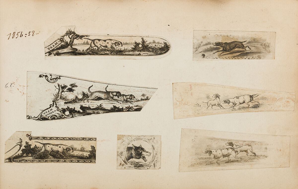 Album of Firearms Ornament Containing Approximately Five Hundred and Forty Inked Impressions of Engraved Firearms Locks and Mounts, and Forty-Two Original Pen and Ink Designs on Forty Double-Sided Leaves, Ink on paper, Belgian and French