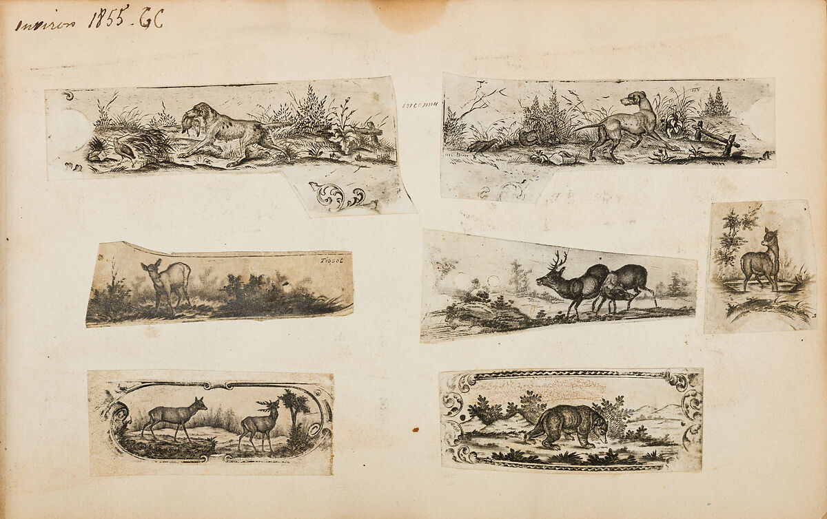 Album of Firearms Ornament Containing Approximately Five Hundred and Forty Inked Impressions of Engraved Firearms Locks and Mounts, and Forty-Two Original Pen and Ink Designs on Forty Double-Sided Leaves, Ink on paper, Belgian and French