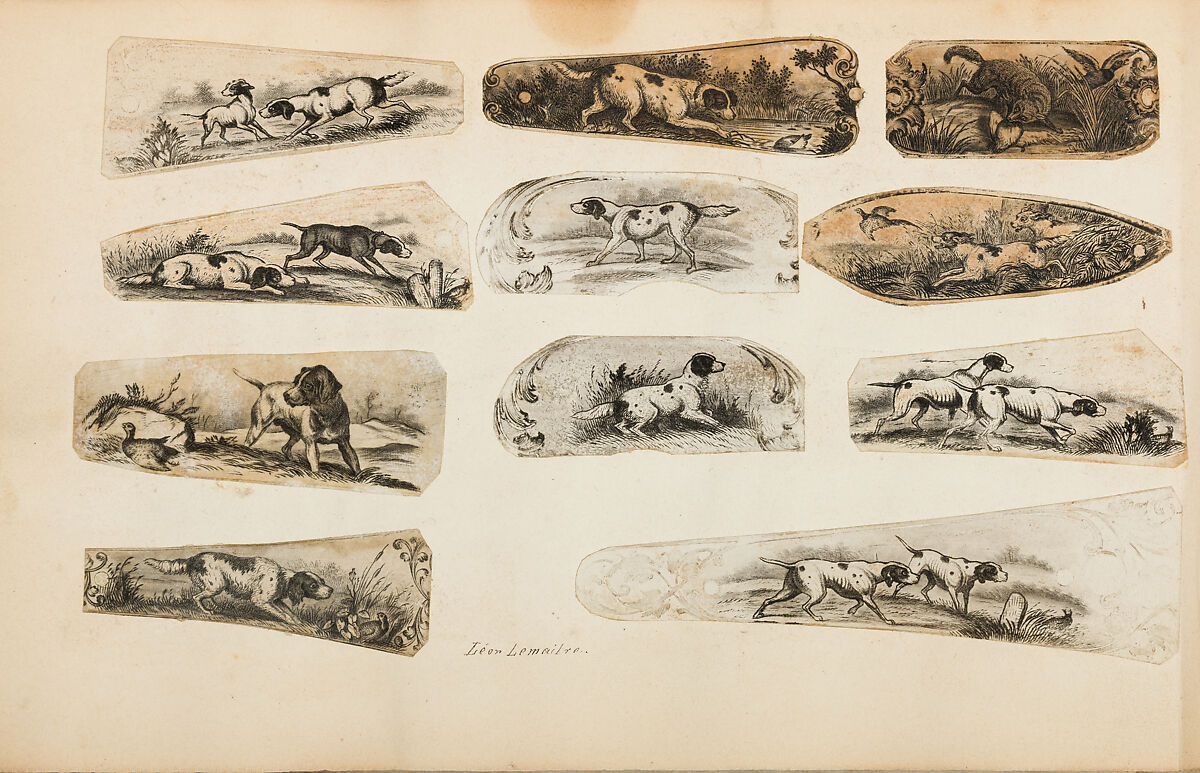 Album of Firearms Ornament Containing Approximately Five Hundred and Forty Inked Impressions of Engraved Firearms Locks and Mounts, and Forty-Two Original Pen and Ink Designs on Forty Double-Sided Leaves, Ink on paper, Belgian and French