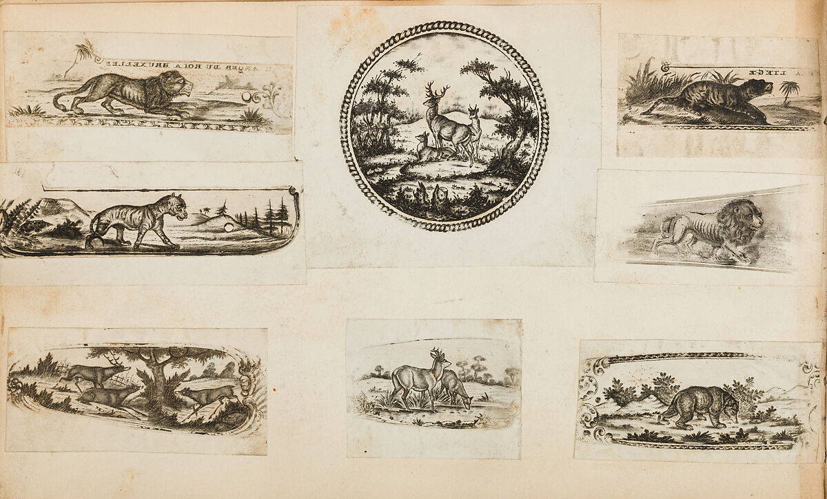 Album of Firearms Ornament Containing Approximately Five Hundred and Forty Inked Impressions of Engraved Firearms Locks and Mounts, and Forty-Two Original Pen and Ink Designs on Forty Double-Sided Leaves, Ink on paper, Belgian and French