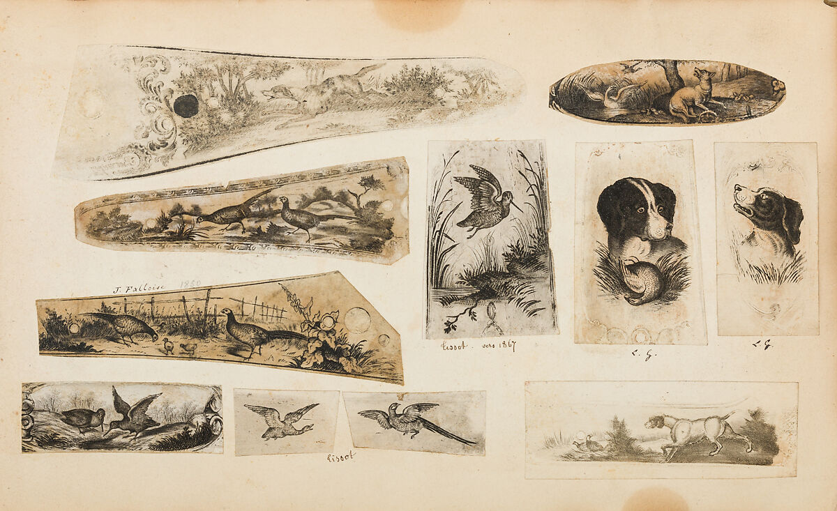 Album of Firearms Ornament Containing Approximately Five Hundred and Forty Inked Impressions of Engraved Firearms Locks and Mounts, and Forty-Two Original Pen and Ink Designs on Forty Double-Sided Leaves, Ink on paper, Belgian and French