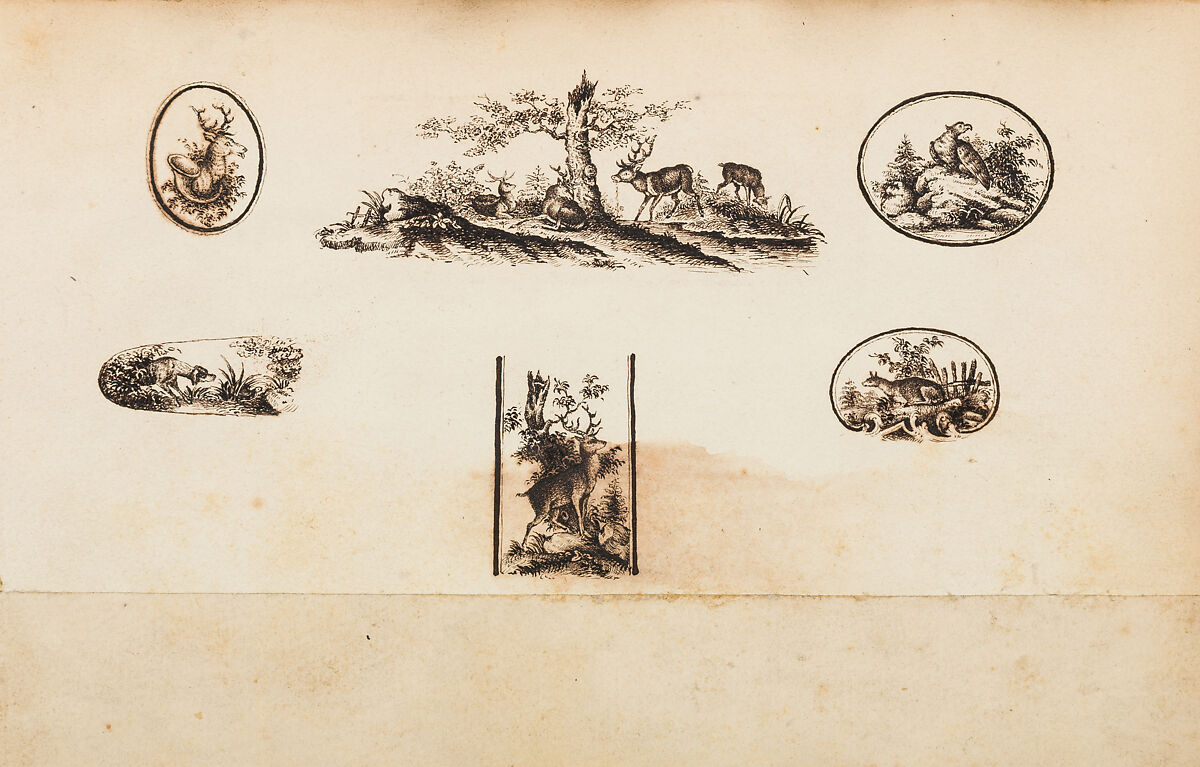 Album of Firearms Ornament Containing Approximately Five Hundred and Forty Inked Impressions of Engraved Firearms Locks and Mounts, and Forty-Two Original Pen and Ink Designs on Forty Double-Sided Leaves, Ink on paper, Belgian and French