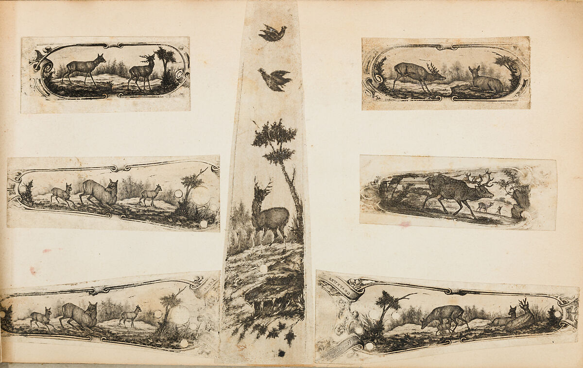 Album of Firearms Ornament Containing Approximately Five Hundred and Forty Inked Impressions of Engraved Firearms Locks and Mounts, and Forty-Two Original Pen and Ink Designs on Forty Double-Sided Leaves, Ink on paper, Belgian and French