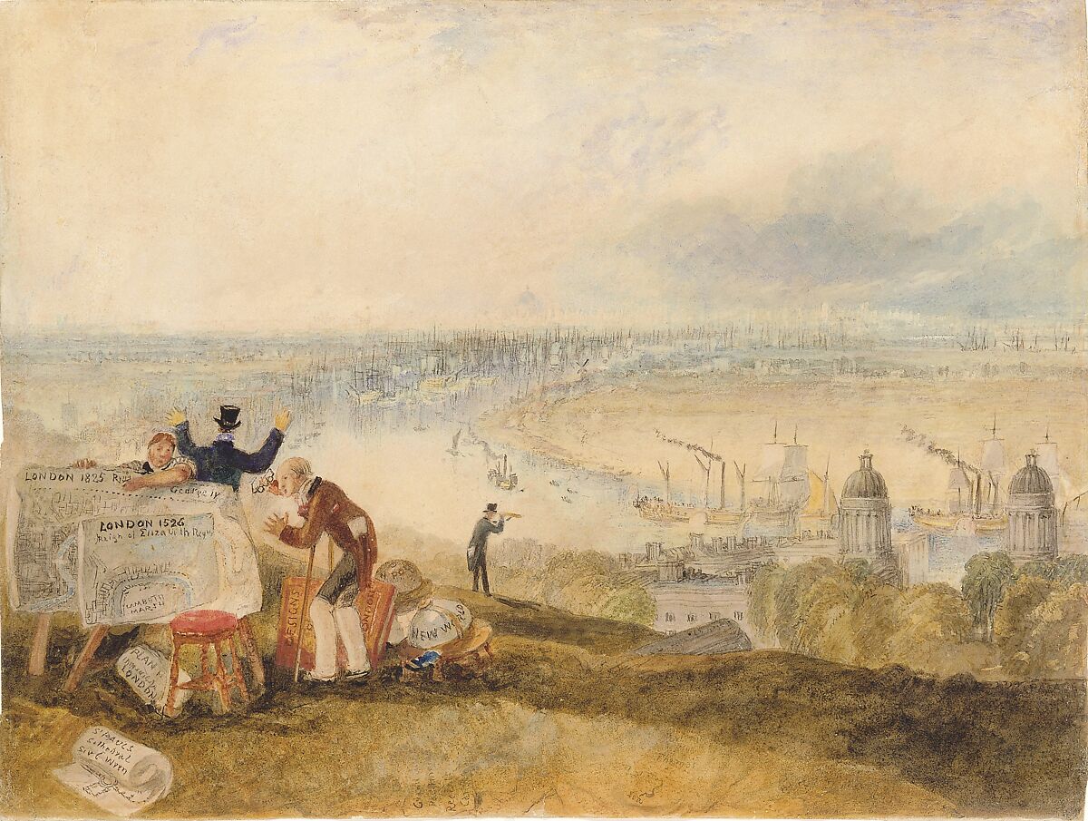 View of London from Greenwich, Joseph Mallord William Turner (British, London 1775–1851 London), Watercolor and ink and traces of graphite