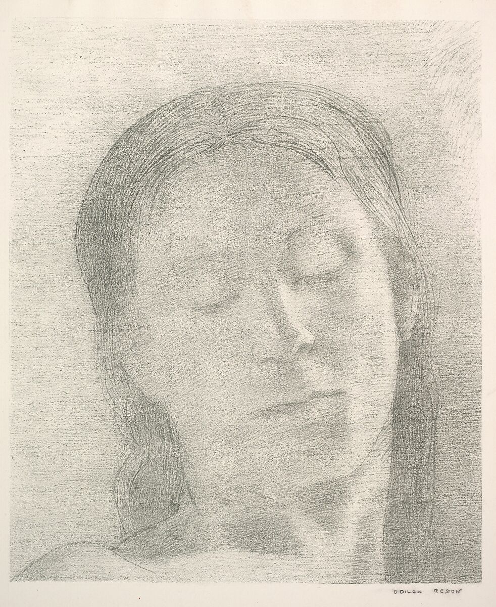 Eyes Closed, Odilon Redon (French, Bordeaux 1840–1916 Paris), Lithograph 