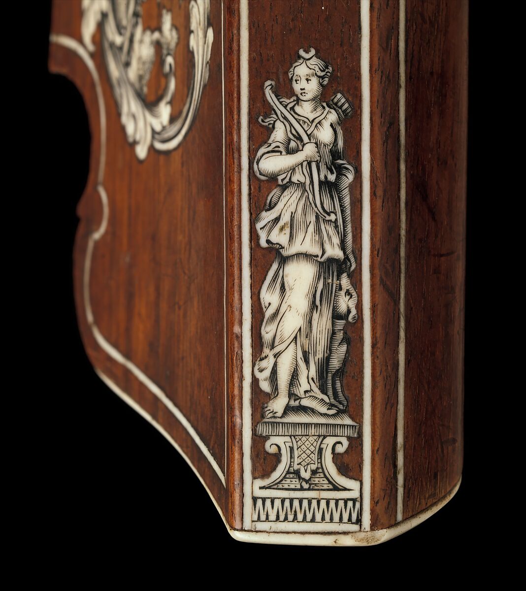 Light Crossbow (Schnepper) from the Armory of Sedlitz Palace, Johann Gottfried Hänisch the Elder (German, Dresden, 1696–1778), Steel, wood (walnut), staghorn, hemp, wool, gold, German, Dresden