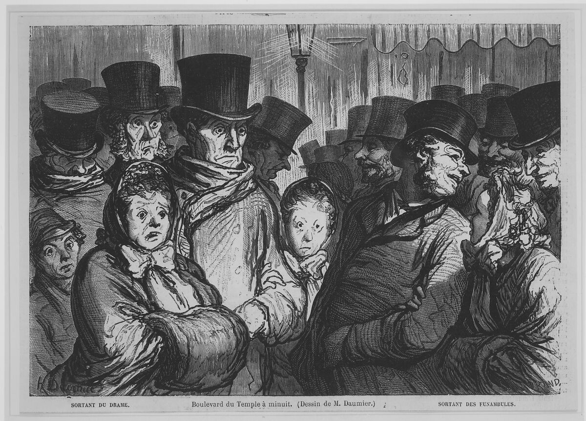 Sortant du Drame, After Honoré Daumier (French, Marseilles 1808–1879 Valmondois), Wood engraving 