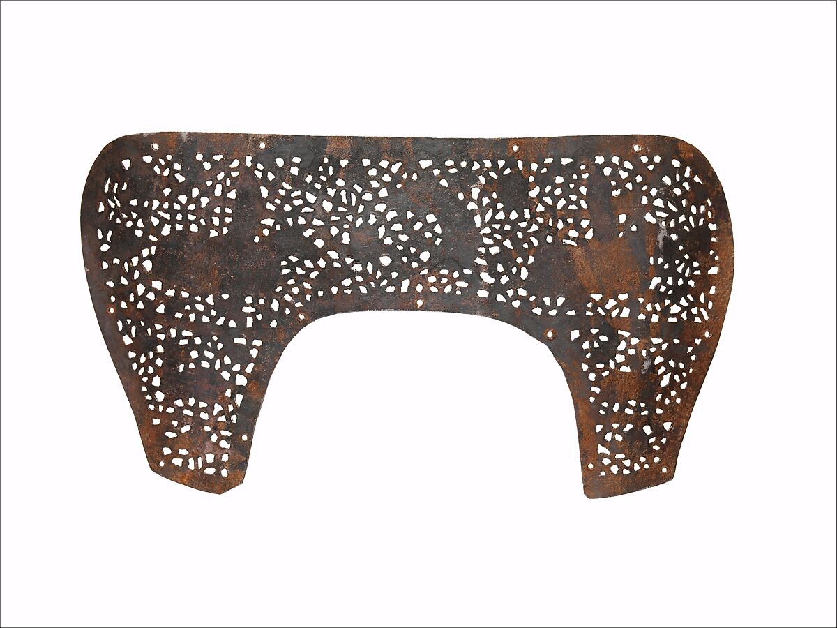 Pommel Plate from a Saddle, Iron, gold, silver, Mongolian (Central or West Asian) or Tibetan