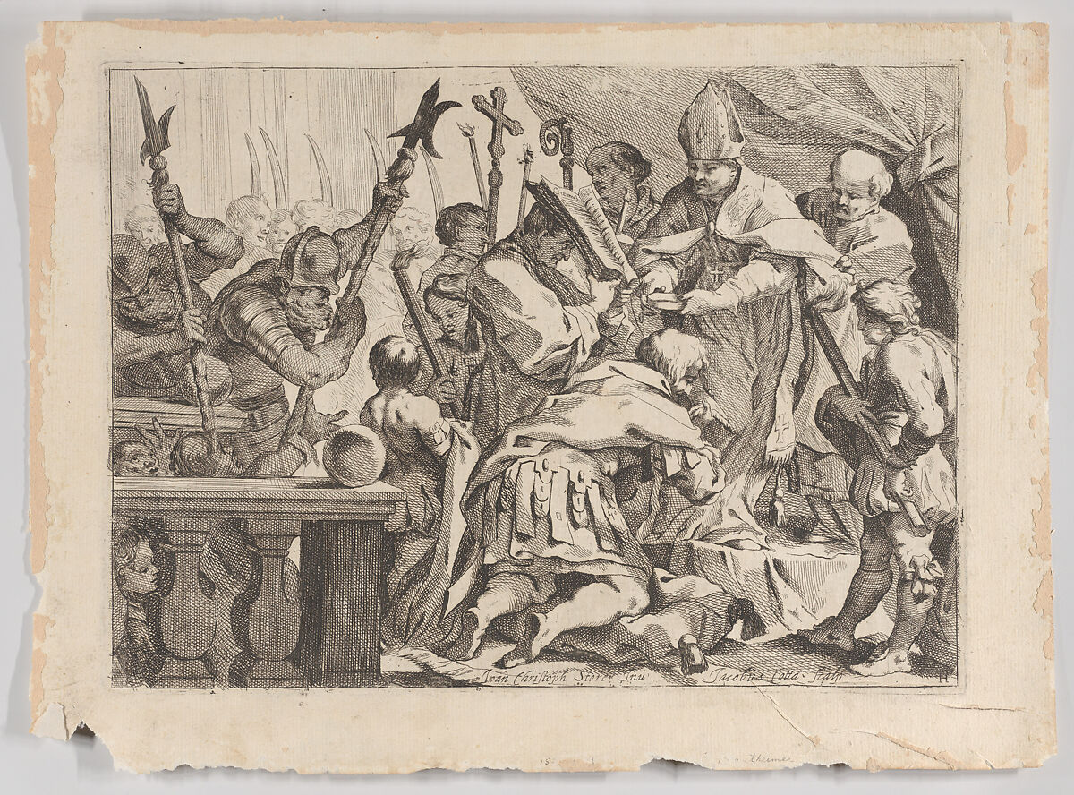 Coronation of Emperor Othon celebrated in San Ambrogio, Milan, Jacopo Cotta (Italian, died 1689), Etching 