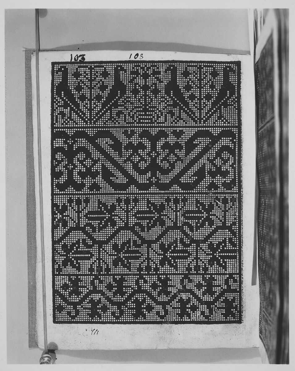 Libbretto nouellamete composto per maestro Domenico da Sera...lauorare di ogni sorte di punti, Domenico da Sera (French, active Italy, 16th century)  , Lyon, Woodcut