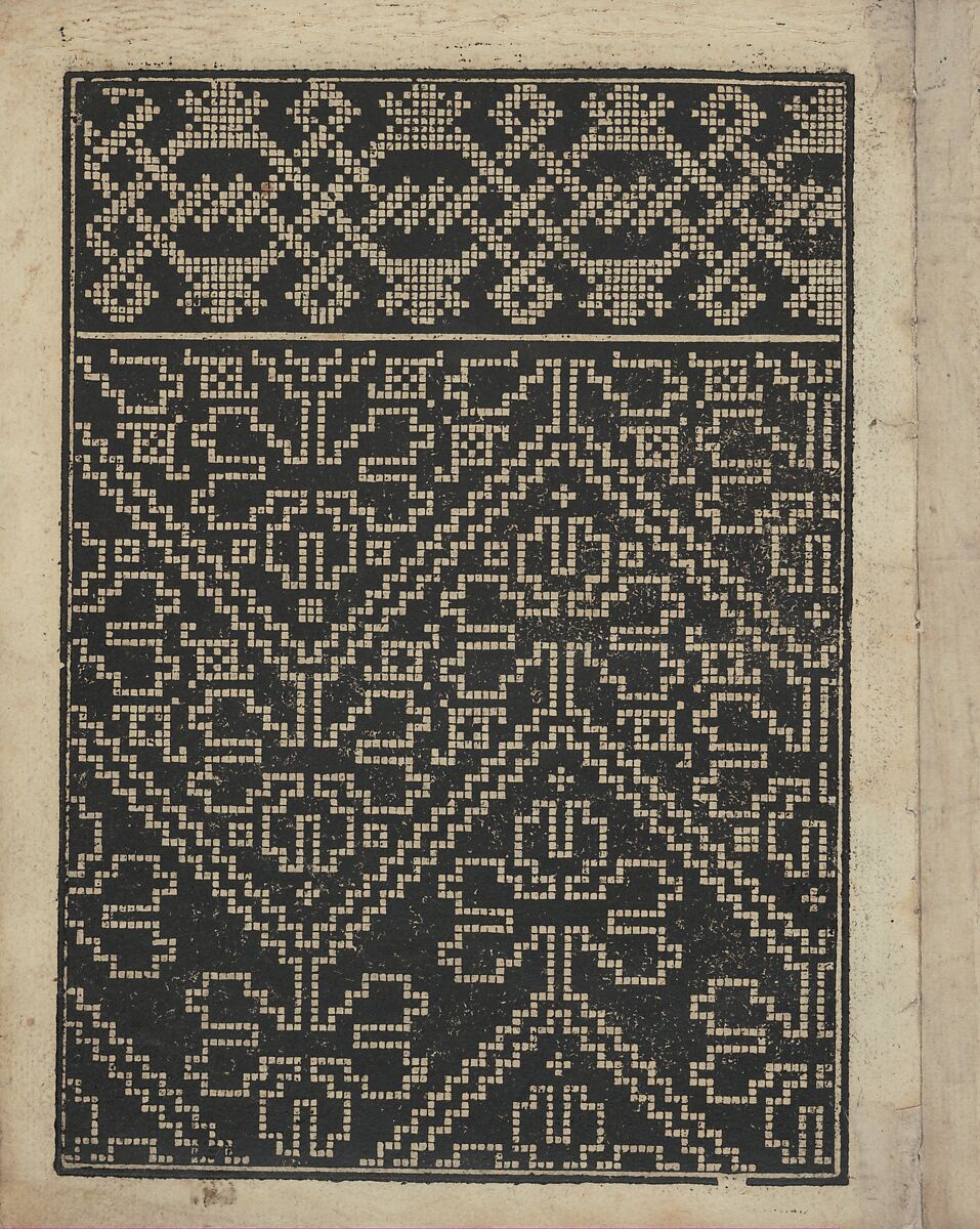 Libbretto nouellamete composto per maestro Domenico da Sera...lauorare di ogni sorte di punti, Domenico da Sera (French, active Italy, 16th century)  , Lyon, Woodcut