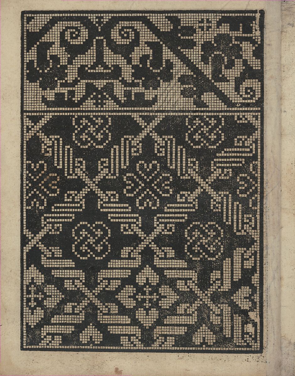 Libbretto nouellamete composto per maestro Domenico da Sera...lauorare di ogni sorte di punti, Domenico da Sera (French, active Italy, 16th century)  , Lyon, Woodcut