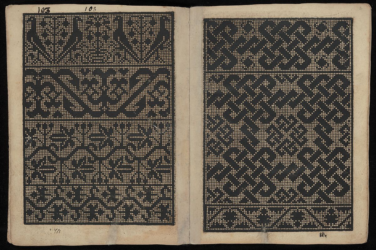 Libbretto nouellamete composto per maestro Domenico da Sera...lauorare di ogni sorte di punti, Domenico da Sera (French, active Italy, 16th century)  , Lyon, Woodcut