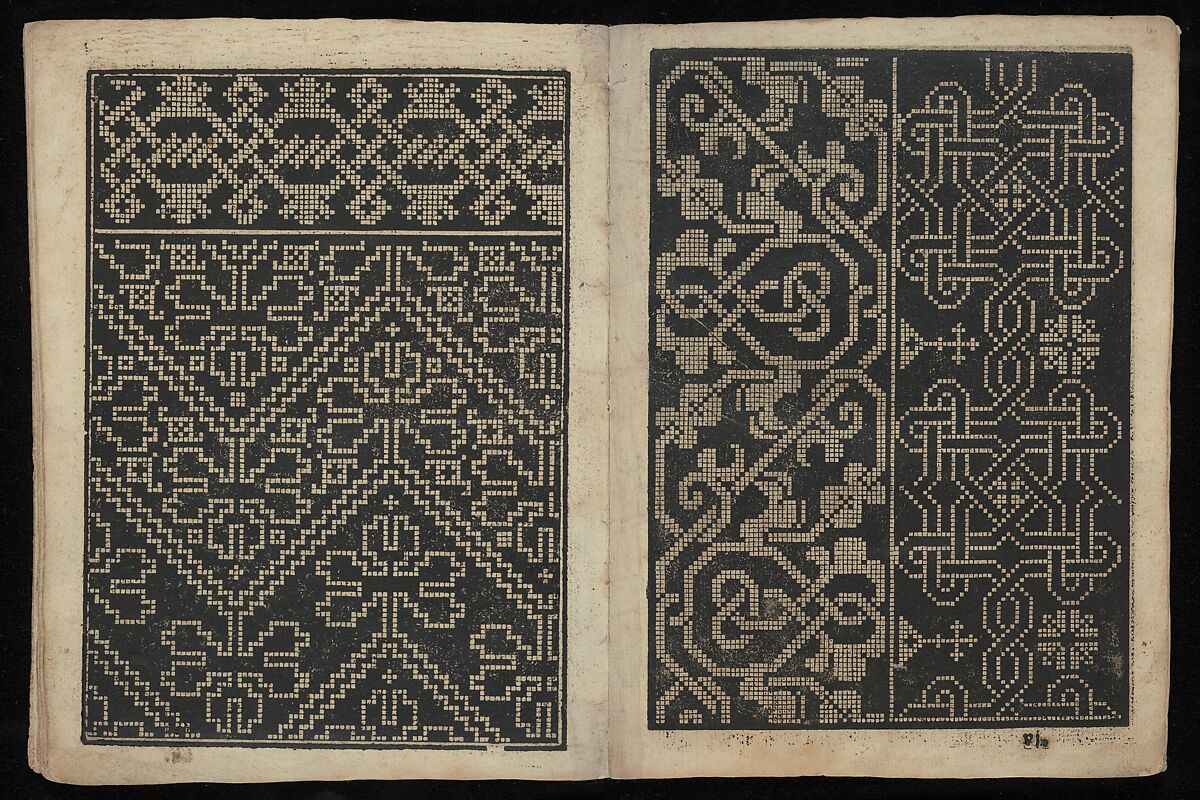 Libbretto nouellamete composto per maestro Domenico da Sera...lauorare di ogni sorte di punti, Domenico da Sera (French, active Italy, 16th century)  , Lyon, Woodcut