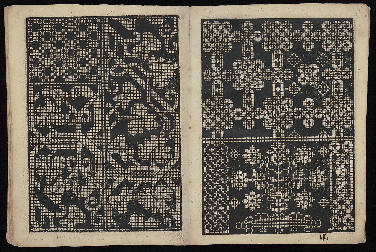 Libbretto nouellamete composto per maestro Domenico da Sera...lauorare di ogni sorte di punti, Domenico da Sera (French, active Italy, 16th century)  , Lyon, Woodcut