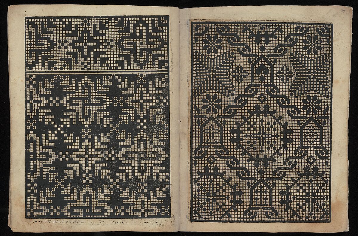 Libbretto nouellamete composto per maestro Domenico da Sera...lauorare di ogni sorte di punti, Domenico da Sera (French, active Italy, 16th century)  , Lyon, Woodcut