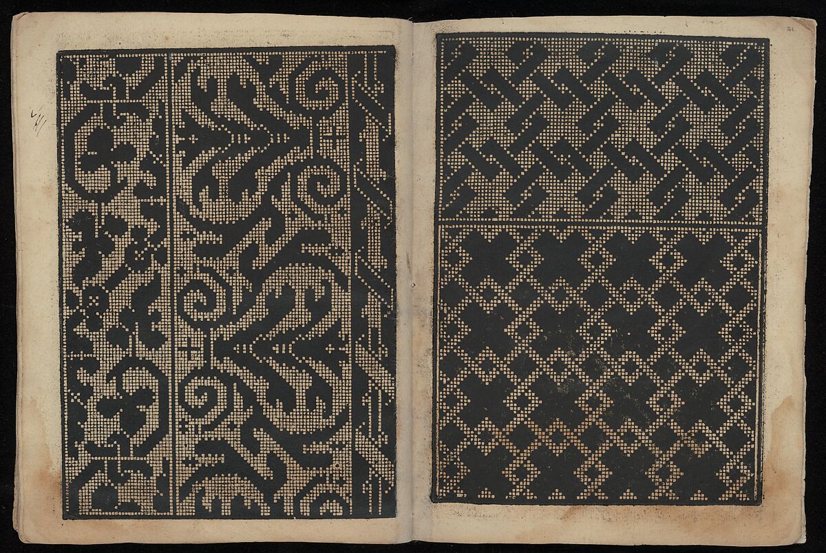 Libbretto nouellamete composto per maestro Domenico da Sera...lauorare di ogni sorte di punti, Domenico da Sera (French, active Italy, 16th century)  , Lyon, Woodcut