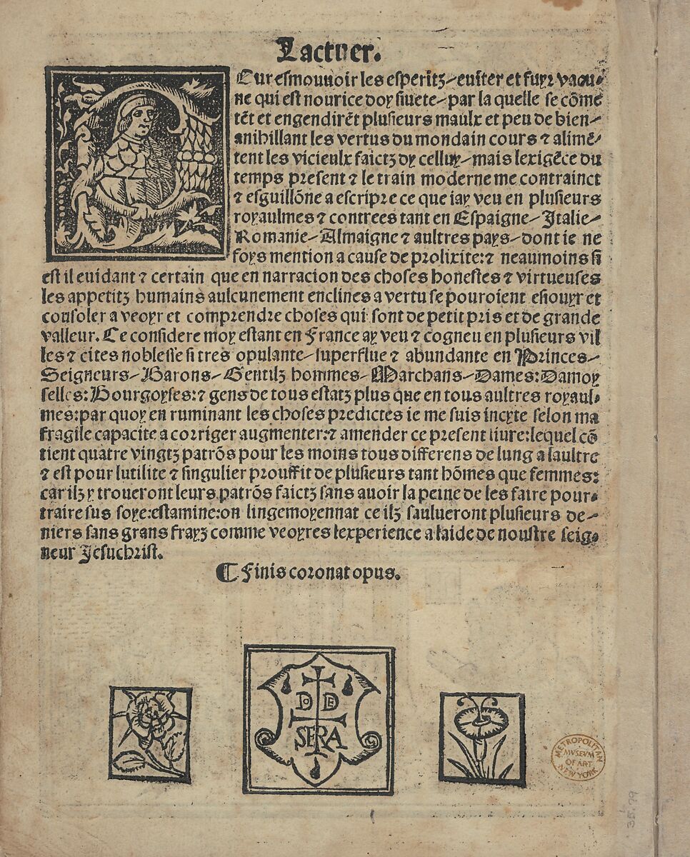 Libbretto nouellamete composto per maestro Domenico da Sera...lauorare di ogni sorte di punti, Domenico da Sera (French, active Italy, 16th century)  , Lyon, Woodcut