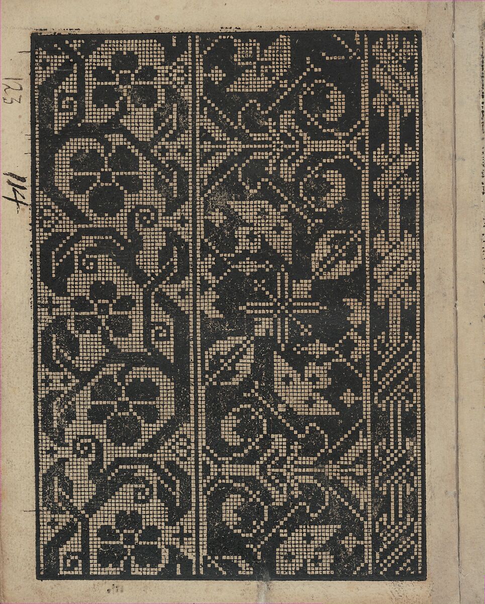 Libbretto nouellamete composto per maestro Domenico da Sera...lauorare di ogni sorte di punti, Domenico da Sera (French, active Italy, 16th century)  , Lyon, Woodcut