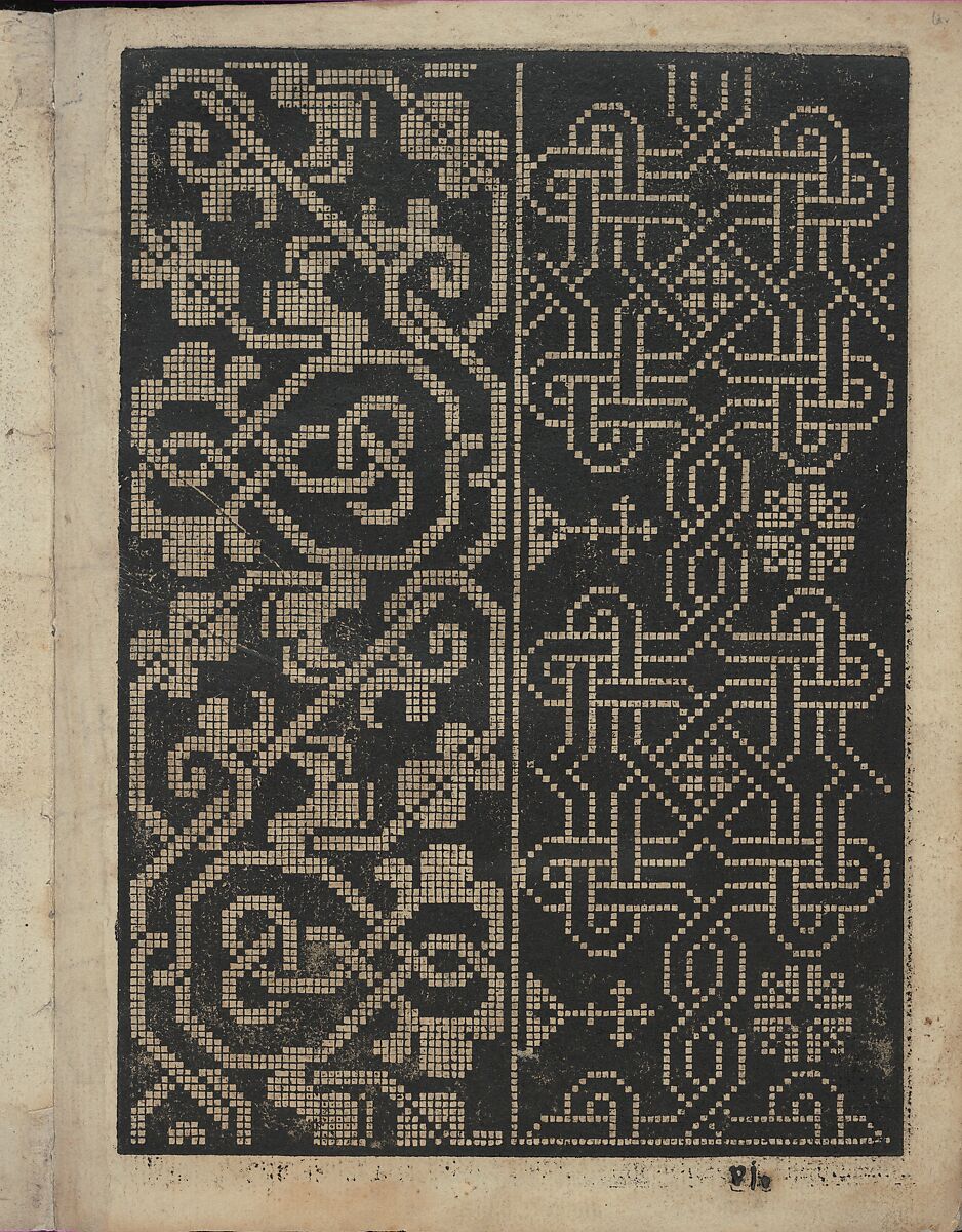 Libbretto nouellamete composto per maestro Domenico da Sera...lauorare di ogni sorte di punti, Domenico da Sera (French, active Italy, 16th century)  , Lyon, Woodcut