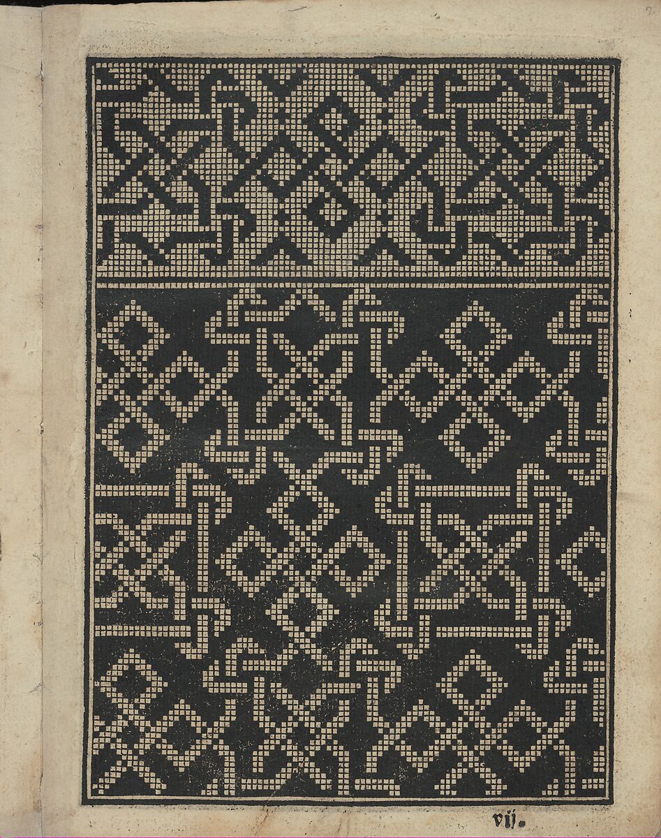 Libbretto nouellamete composto per maestro Domenico da Sera...lauorare di ogni sorte di punti, Domenico da Sera (French, active Italy, 16th century)  , Lyon, Woodcut