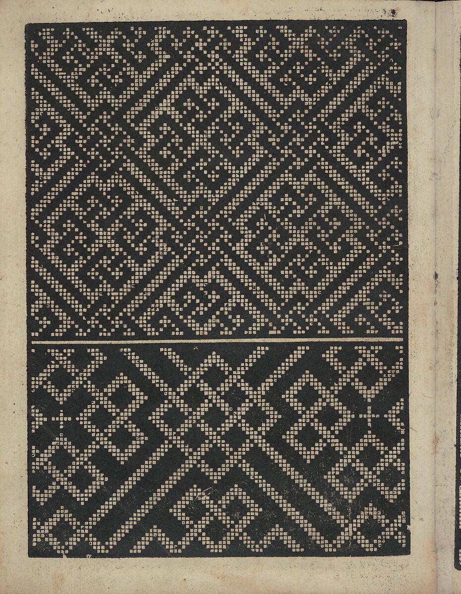 Libbretto nouellamete composto per maestro Domenico da Sera...lauorare di ogni sorte di punti, Domenico da Sera (French, active Italy, 16th century)  , Lyon, Woodcut