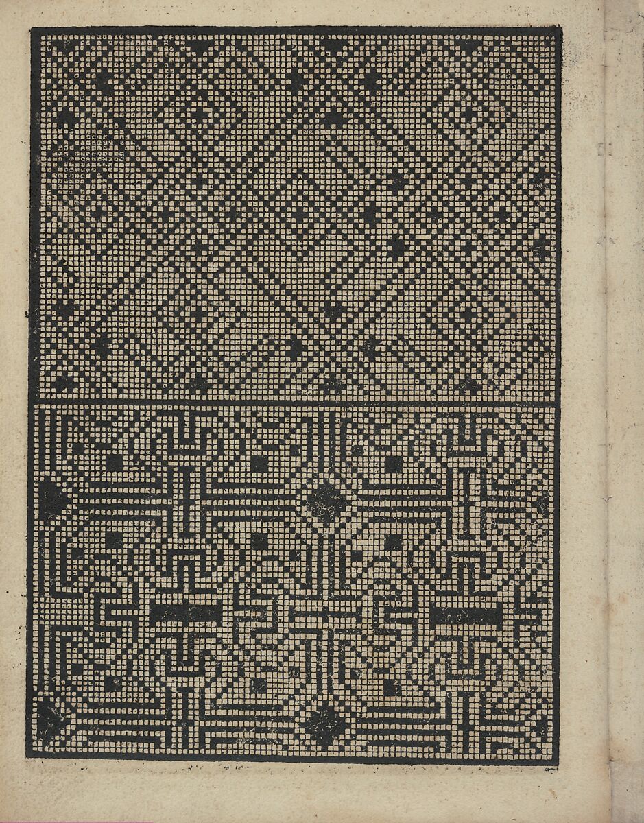 Libbretto nouellamete composto per maestro Domenico da Sera...lauorare di ogni sorte di punti, Domenico da Sera (French, active Italy, 16th century)  , Lyon, Woodcut
