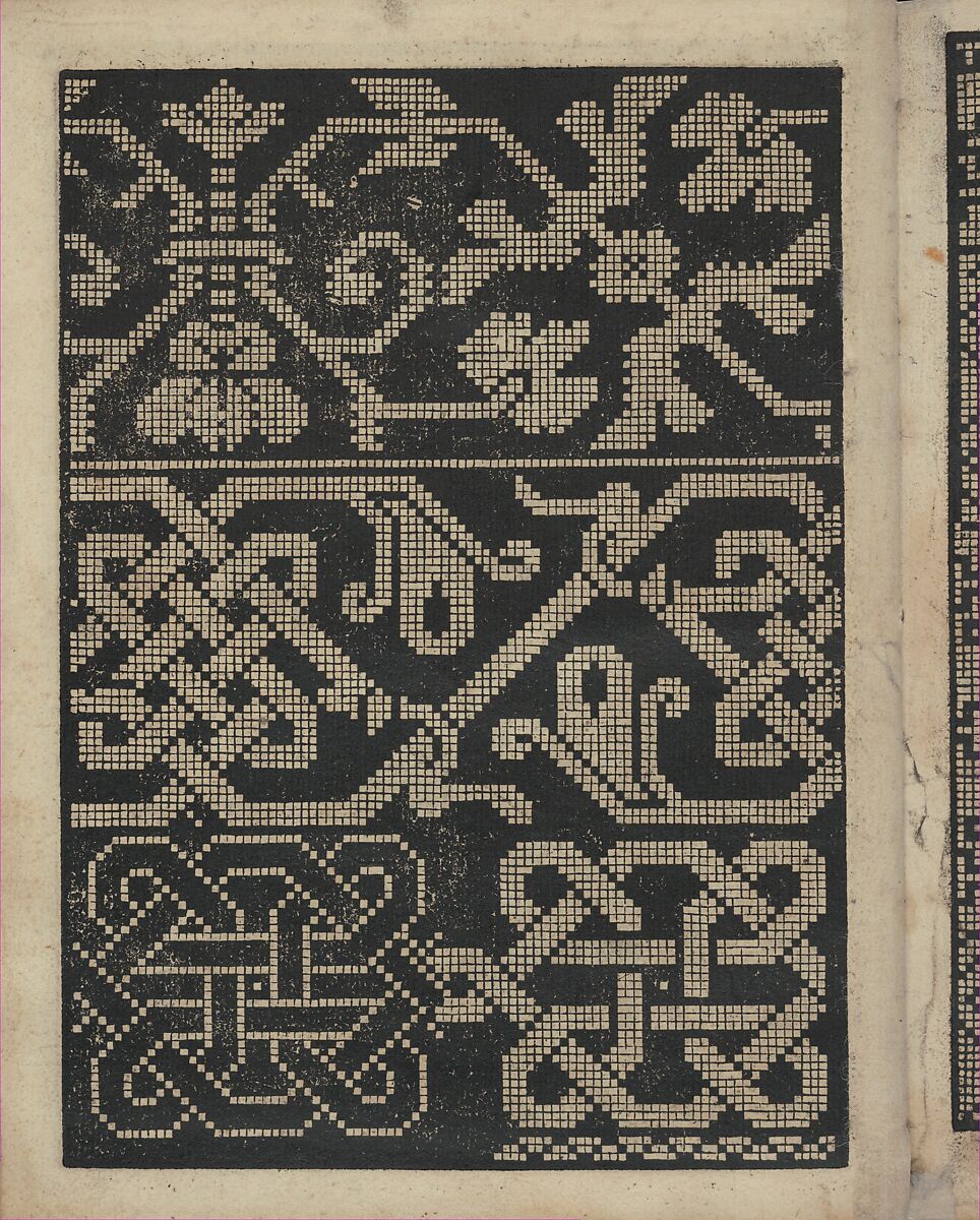 Libbretto nouellamete composto per maestro Domenico da Sera...lauorare di ogni sorte di punti, Domenico da Sera (French, active Italy, 16th century)  , Lyon, Woodcut