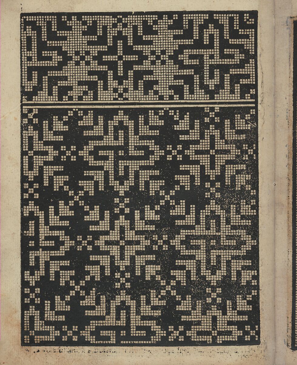 Libbretto nouellamete composto per maestro Domenico da Sera...lauorare di ogni sorte di punti, Domenico da Sera (French, active Italy, 16th century)  , Lyon, Woodcut