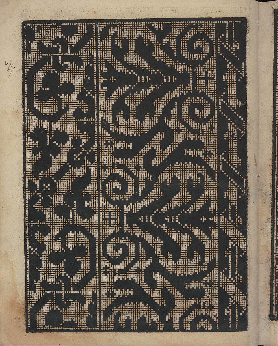 Libbretto nouellamete composto per maestro Domenico da Sera...lauorare di ogni sorte di punti, Domenico da Sera (French, active Italy, 16th century)  , Lyon, Woodcut