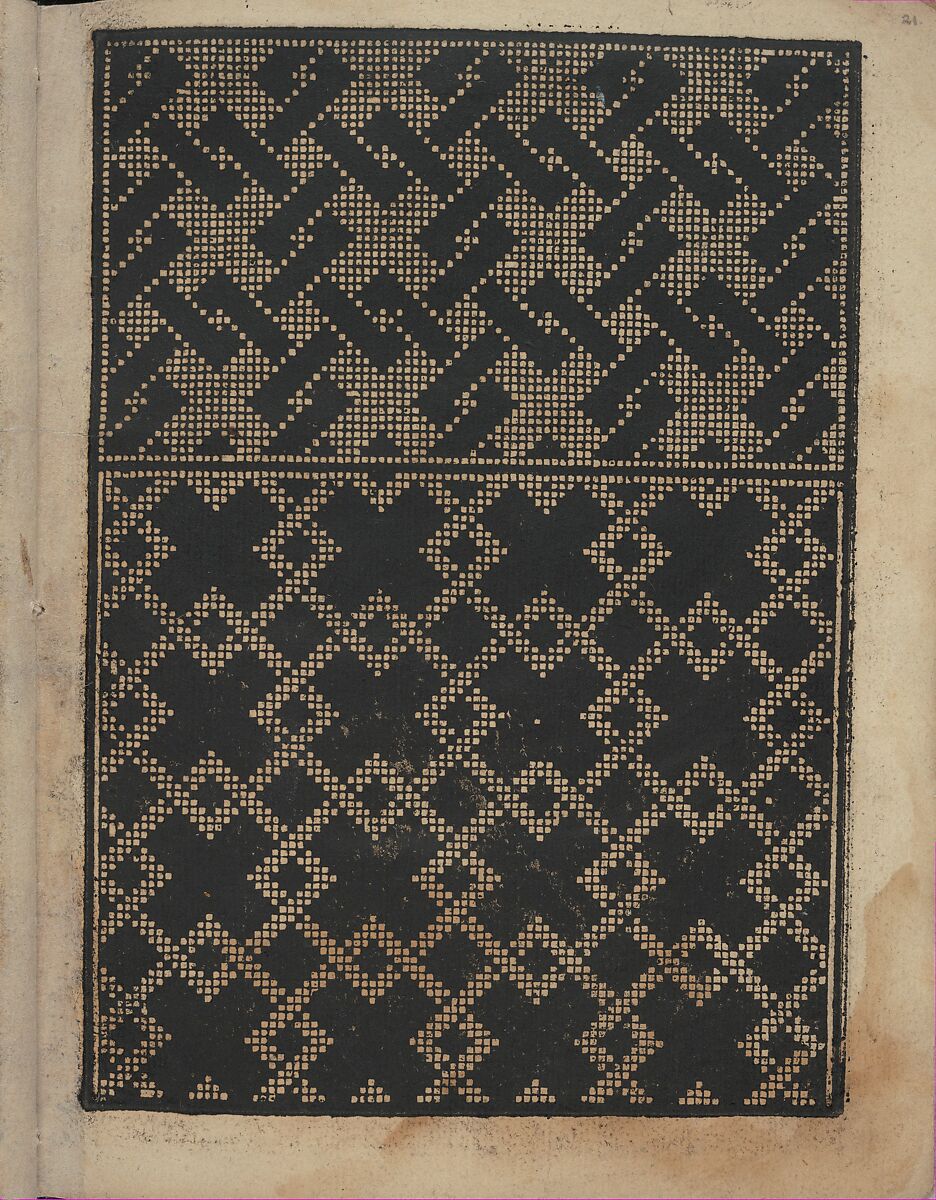 Libbretto nouellamete composto per maestro Domenico da Sera...lauorare di ogni sorte di punti, Domenico da Sera (French, active Italy, 16th century)  , Lyon, Woodcut