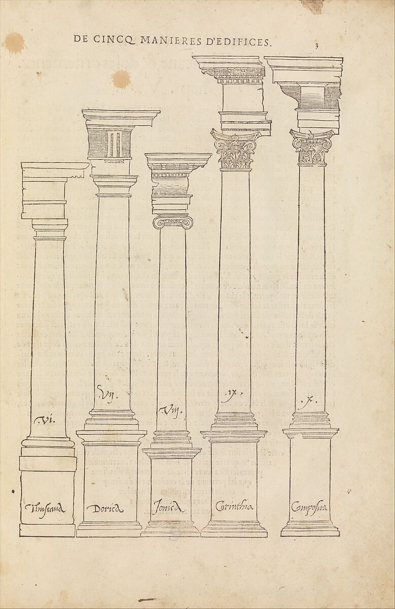 Reigles generales de l'architecture, sur les cincq manieres d'edifices, Sebastiano Serlio (Italian, Bologna 1475–1554 Fontainebleau), Printed book with woodcut illustrations