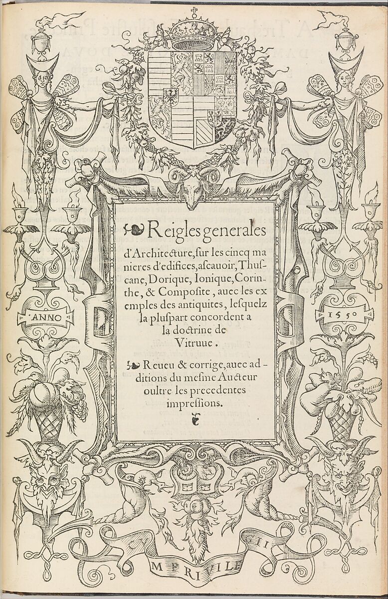 Serlio's five books on architecture, Sebastiano Serlio (Italian, Bologna 1475–1554 Fontainebleau), Printed books with woodcut illustrations