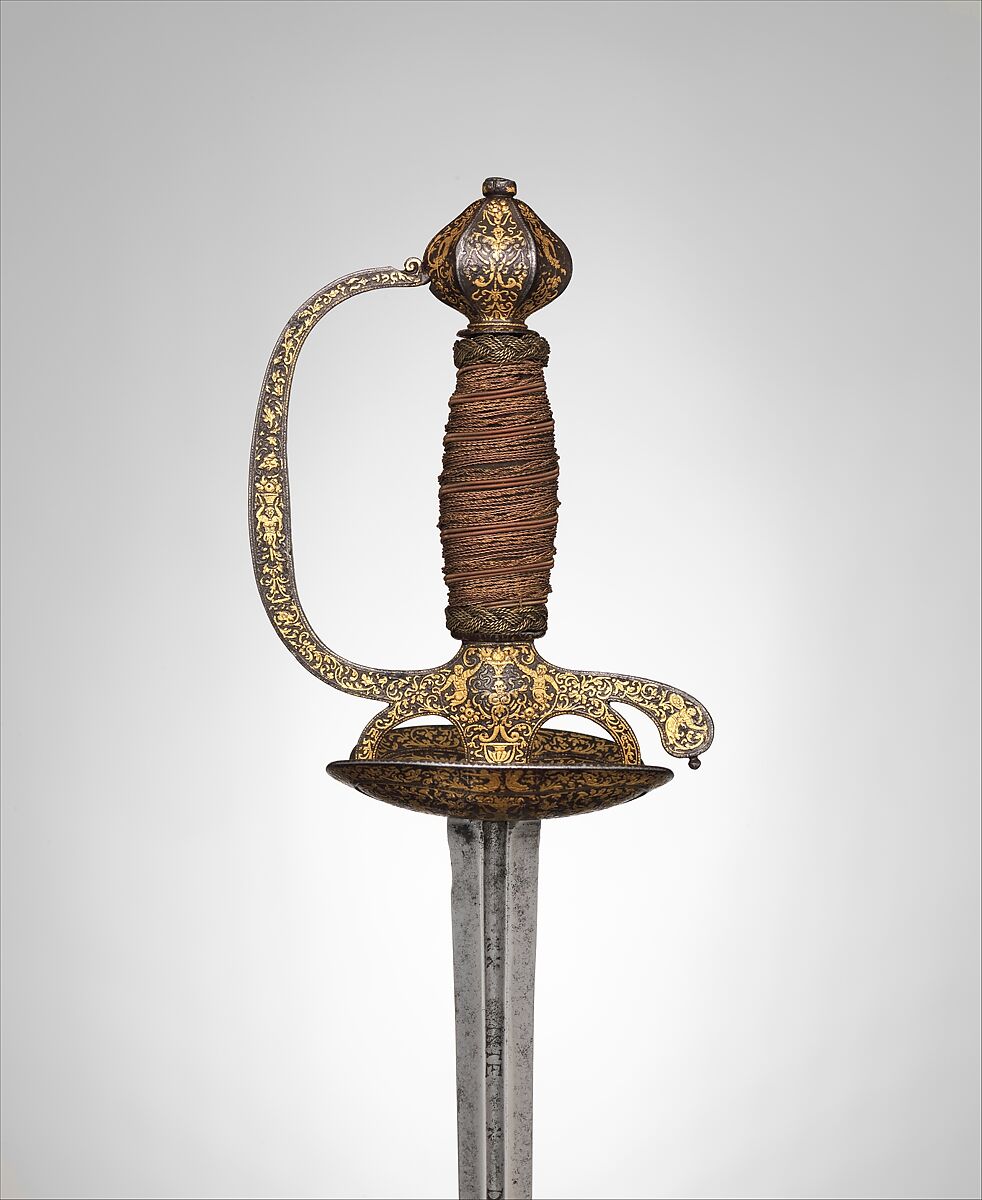 Smallsword, Steel, gold, wood, copper alloy, French, probably Paris 