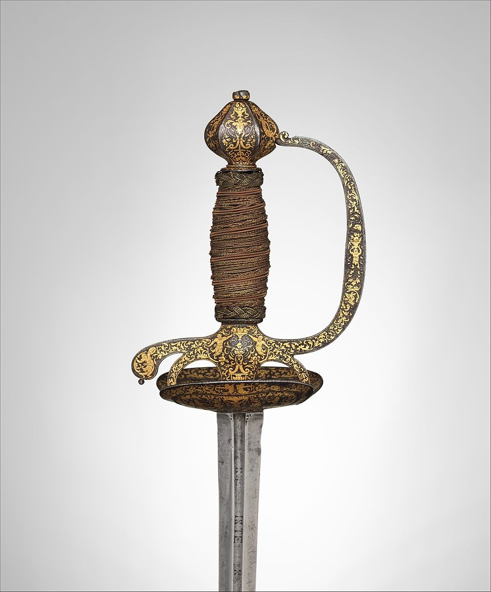 Smallsword, Steel, gold, wood, copper alloy, French, probably Paris