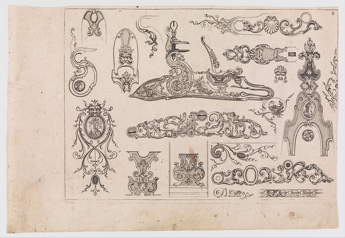 Plusievrs Pieces et Ornements Darquebuzerie (4th extended edition), Initial eight-plate edition by Claude Simonin (French, Nantes ca. 1635–1693 Nantes)  , published in 1684 and reissued in1685, Ink, paper, French, Paris