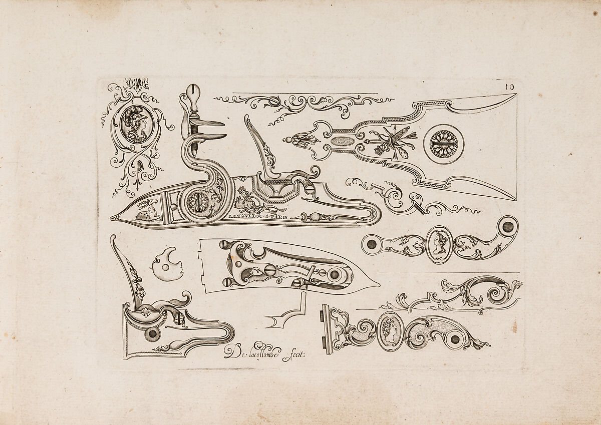Plusievrs Pieces et Ornements Darquebuzerie (4th extended edition), Initial eight-plate edition by Claude Simonin (French, Nantes ca. 1635–1693 Nantes)  , published in 1684 and reissued in1685, Ink, paper, French, Paris