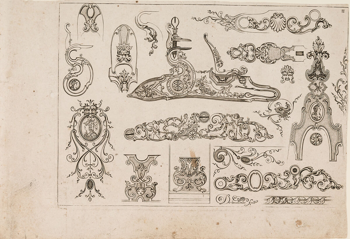 Plusievrs Pieces et Ornements Darquebuzerie (4th extended edition), Initial eight-plate edition by Claude Simonin (French, Nantes ca. 1635–1693 Nantes)  , published in 1684 and reissued in1685, Ink, paper, French, Paris