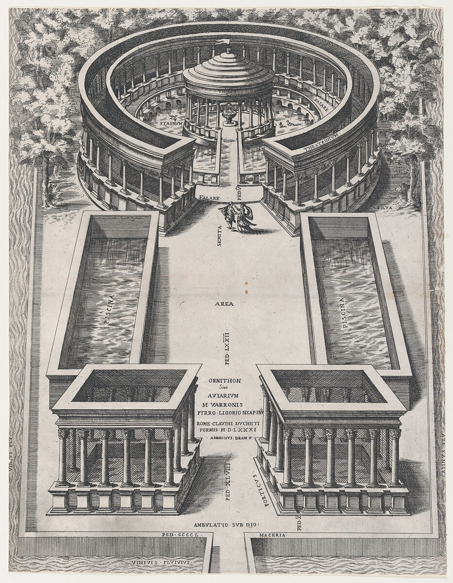 Ornithon Sive Aviarum, from "Speculum Romanae Magnificentiae", Giovanni Ambrogio Brambilla (Italian, active Rome, 1575–99), Etching 