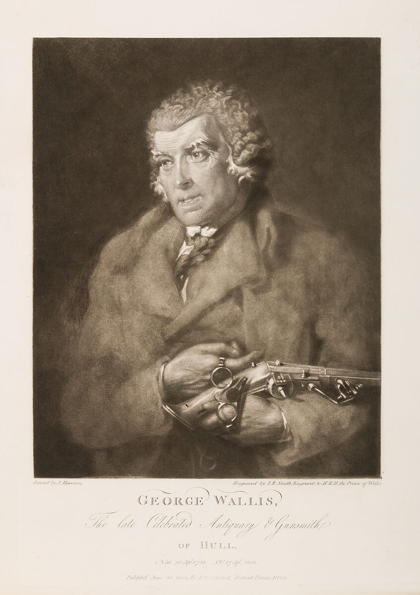 George Wallis, The Late Celebrated Antiquary and Gunsmith of Hull, Engraved by John Raphael Smith (British, baptized Derby 1751–1812 Doncaster) after a painting by John Harrison, Mezzotint on white wove paper, British 
