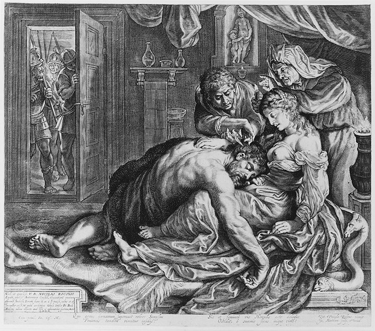Samson and Delila, Jacob Matham (Netherlandish, Haarlem 1571–1631 Haarlem), Engraving 