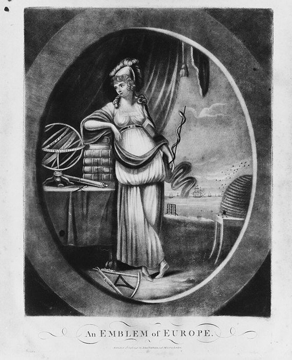 An Emblem of Europe, Anonymous, British, 18th century, Mezzotint 