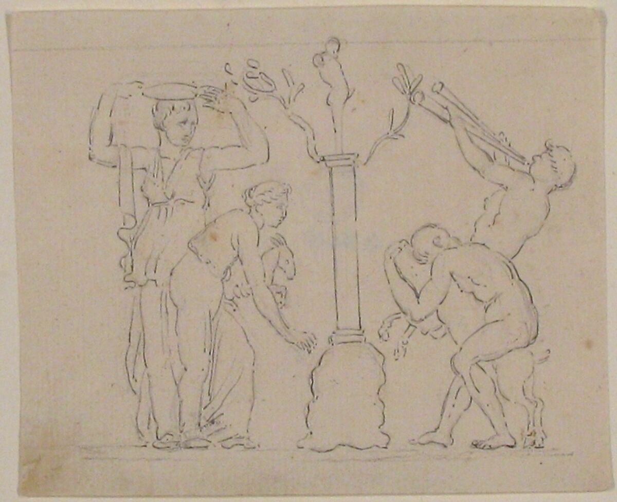 Scene of Sacrifice, Anonymous, French, 18th century, Graphite, pen and black ink 