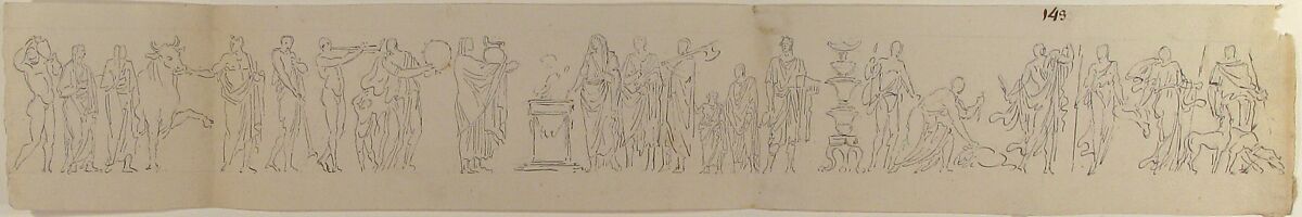 Sacrificial Procession, Anonymous, French, 18th century, Graphite, pen and black ink 